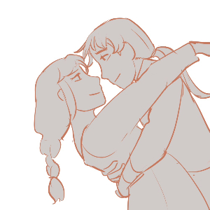 Katreia leaning backward in Akherien's arms
